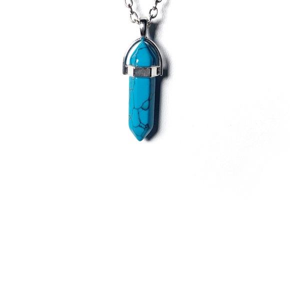 5/$20 NWOT man-made blue howlite stone pendant necklace - Picture 5 of 5